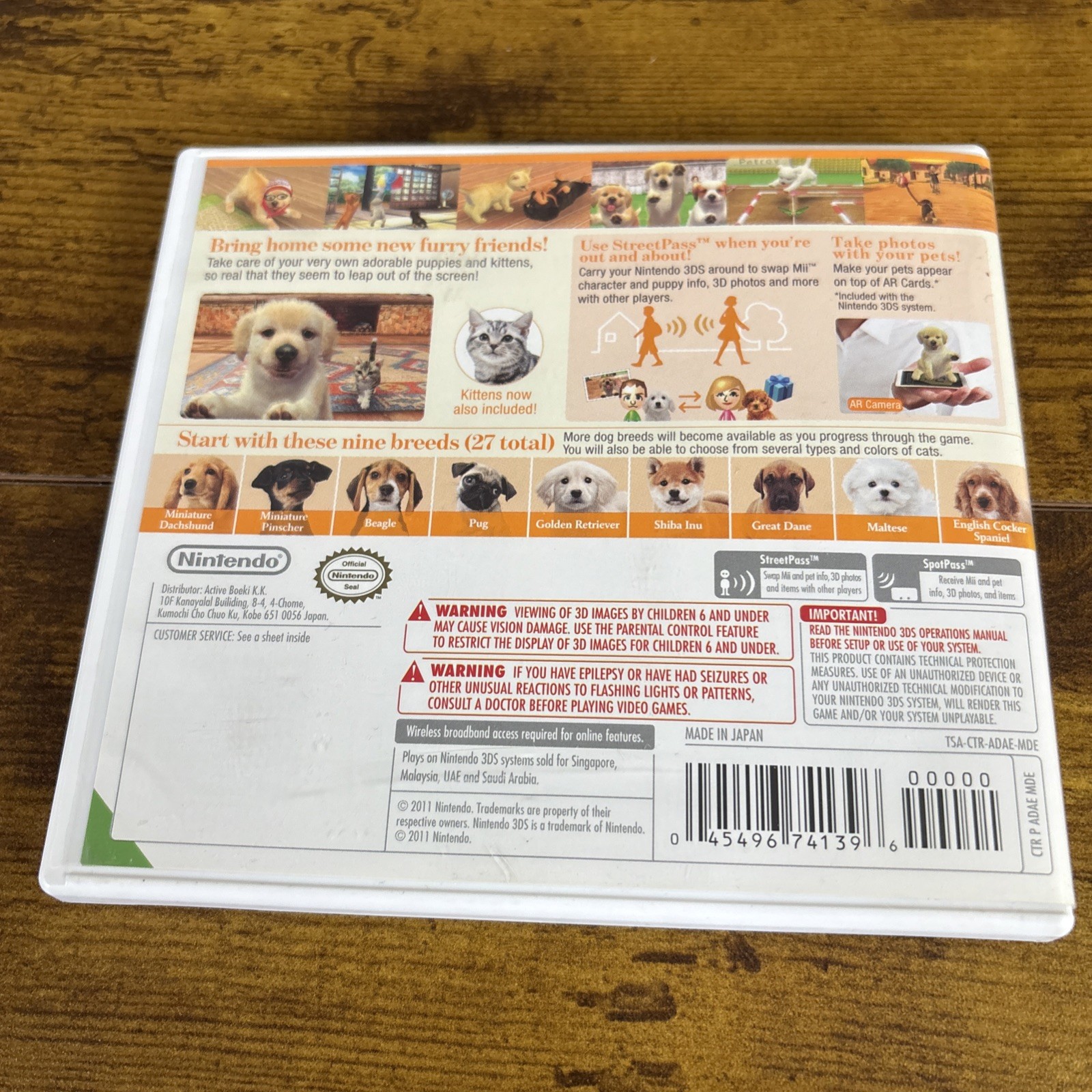 Nintendogs + Cats Golden Retriever & New Friends (Nintendo 3DS 2011) With Manual