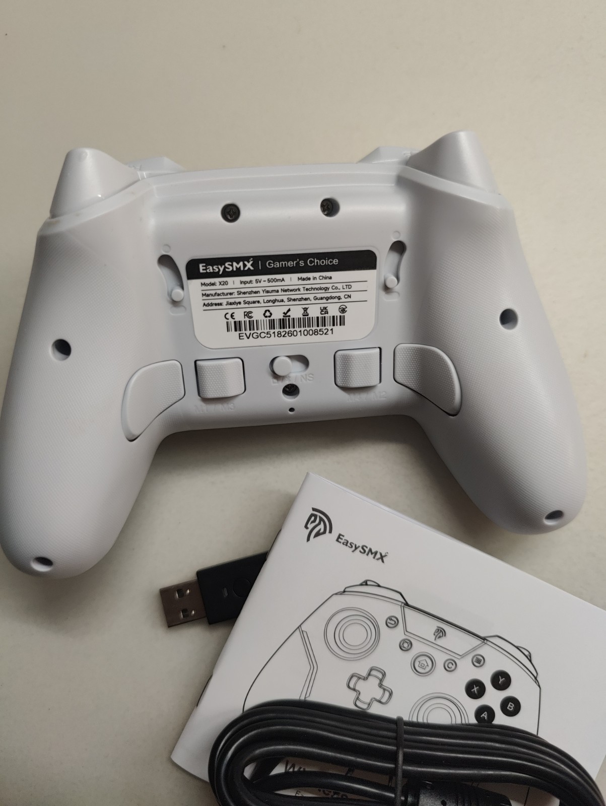 EasySMX X20 Wireless Gaming Controller RGB Backlit Hall Effect Stick, White