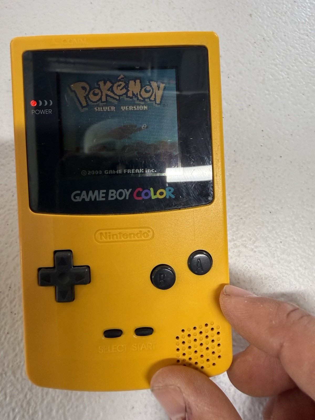 Nintendo Game Boy Color Yellow Console and Pokemon Silver TESTED