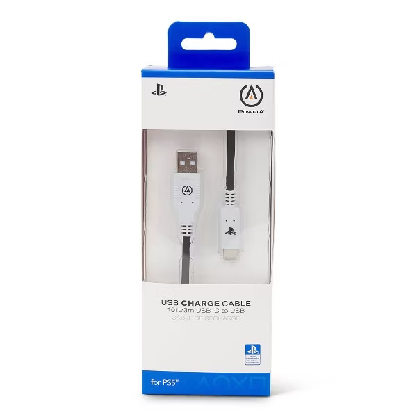 PowerA USB-C to USB Charge Cable for PlayStation 5: Controller Charger Accessory