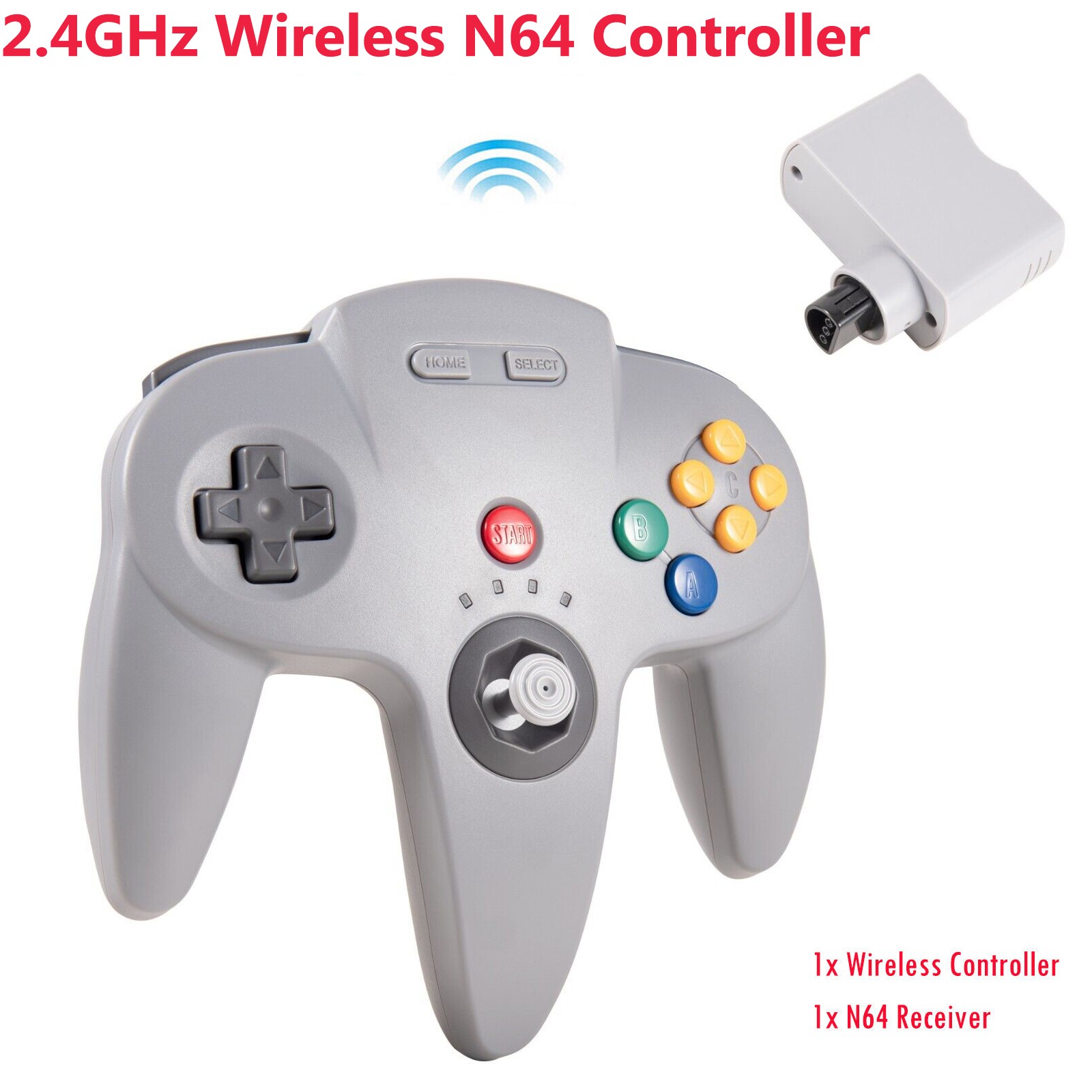 2.4 GHz Wireless N64 Controller, Compatible with N64 Console – Built-in Rumble