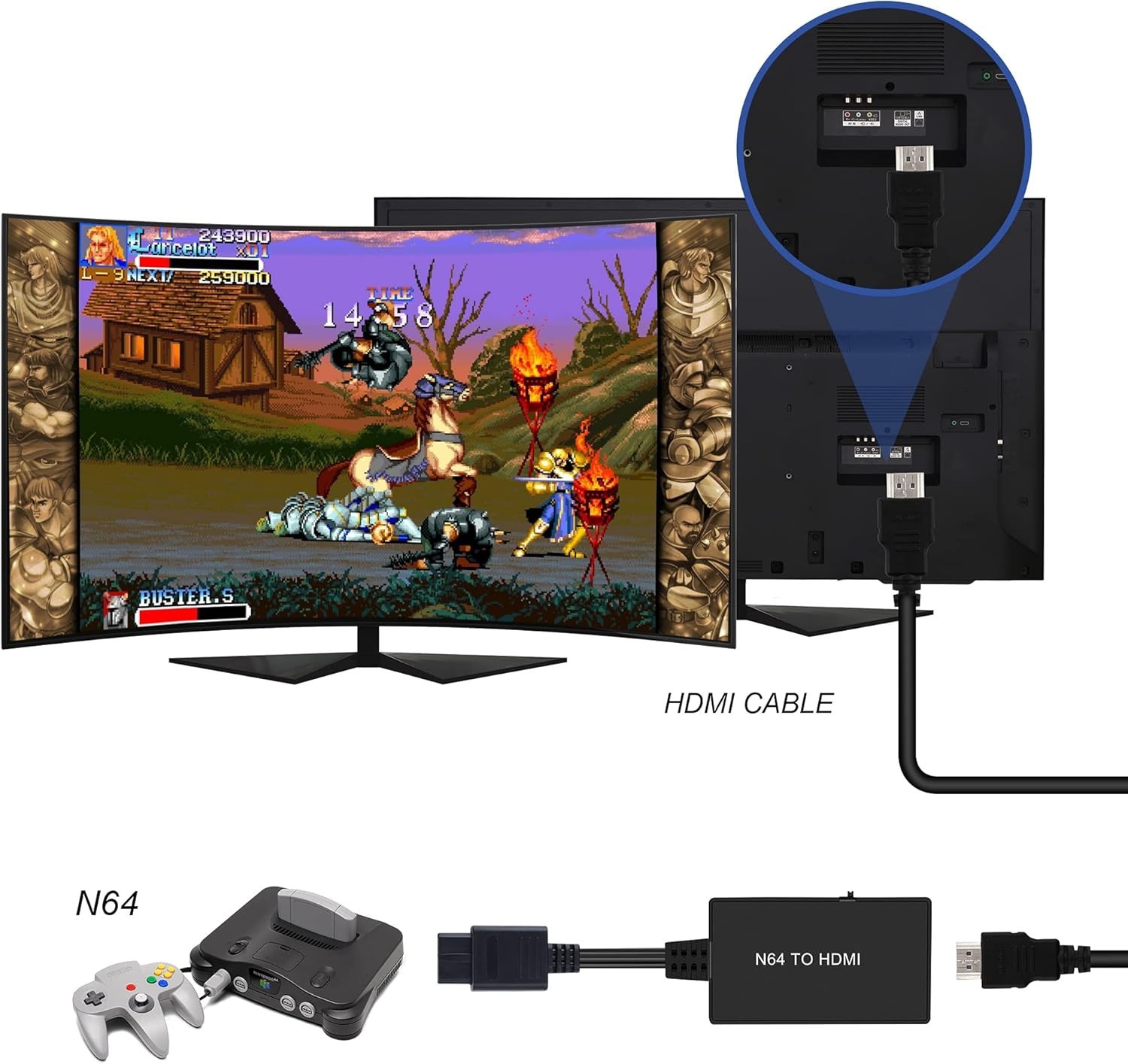 N64 to HDMI Converter Adapter, Converter for N64 /Gamecube/Super NES Game Vid…