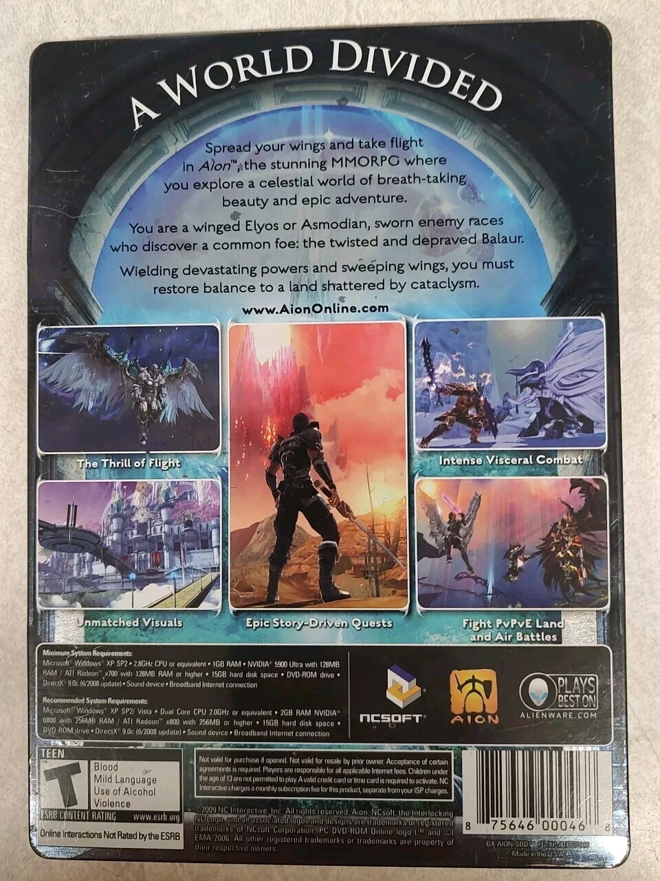Aion : Limited Edition Steelbook (PC Game, 2009) 2 Discs w/ Manual