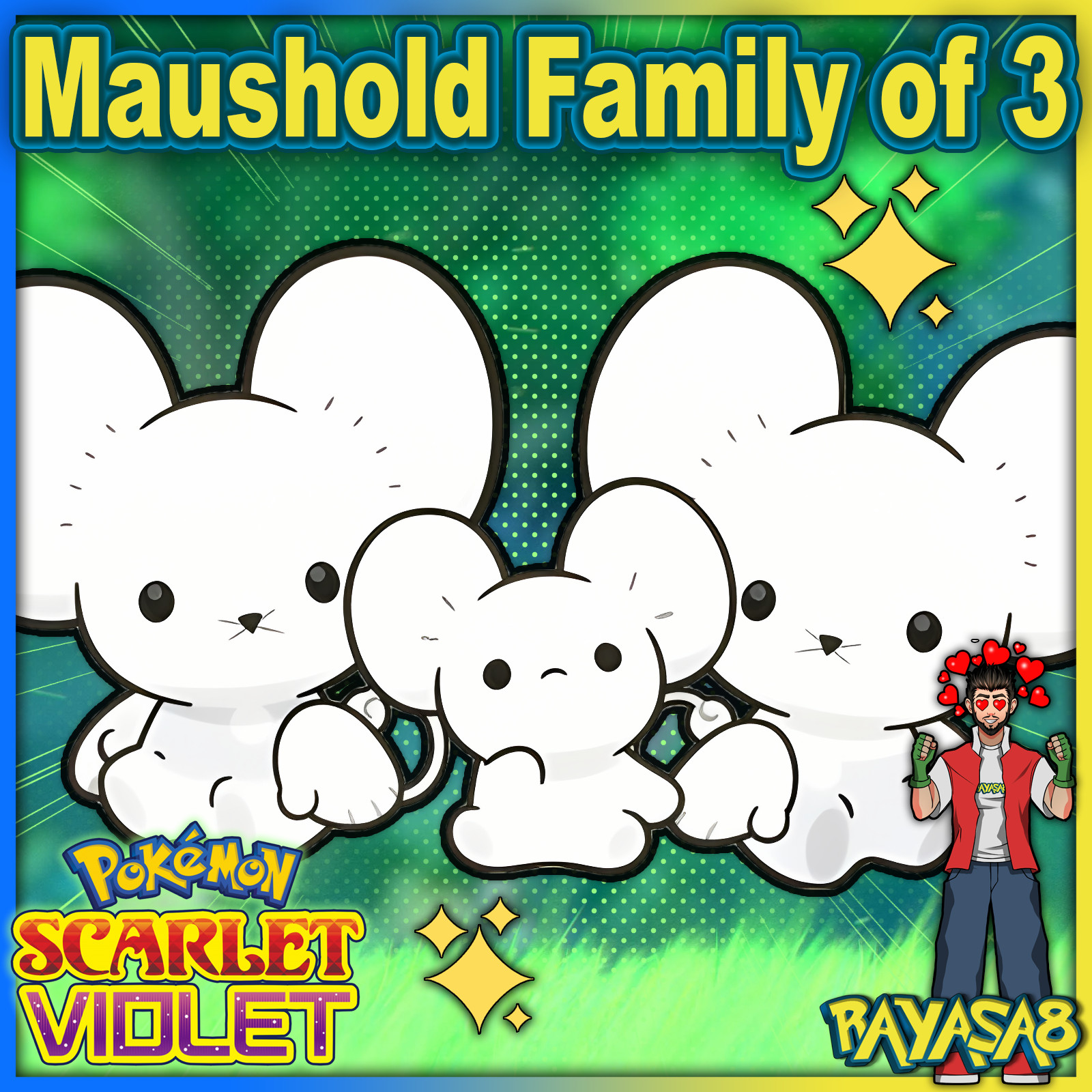 Pokemon Scarlet and Violet Maushold Family of 3 Shiny Non Shiny Best Stats 🌟
