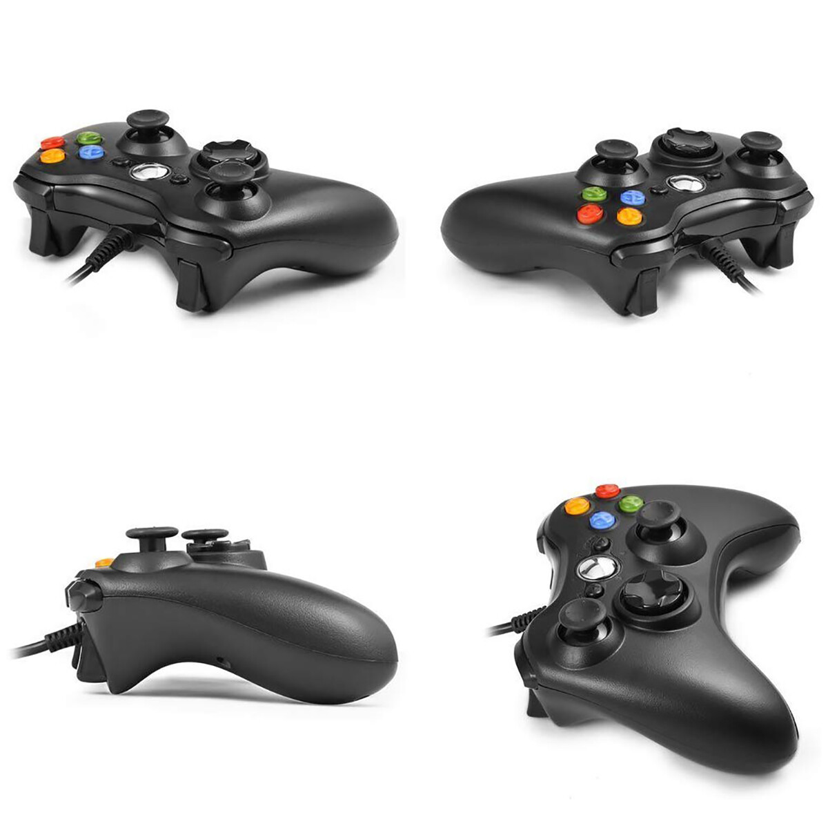 Black USB Wired Dual Shock Gamepad Game Controllers for Microsoft Xbox 360 / PC