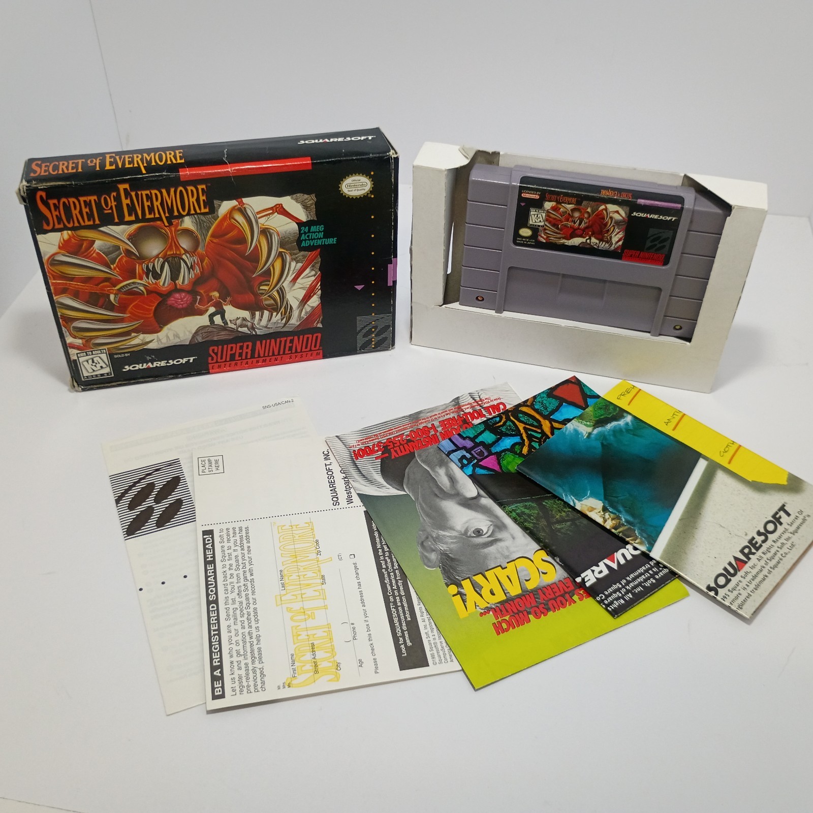 Secret of Evermore Super Nintendo SNES In Box With Inserts *Missing Manual