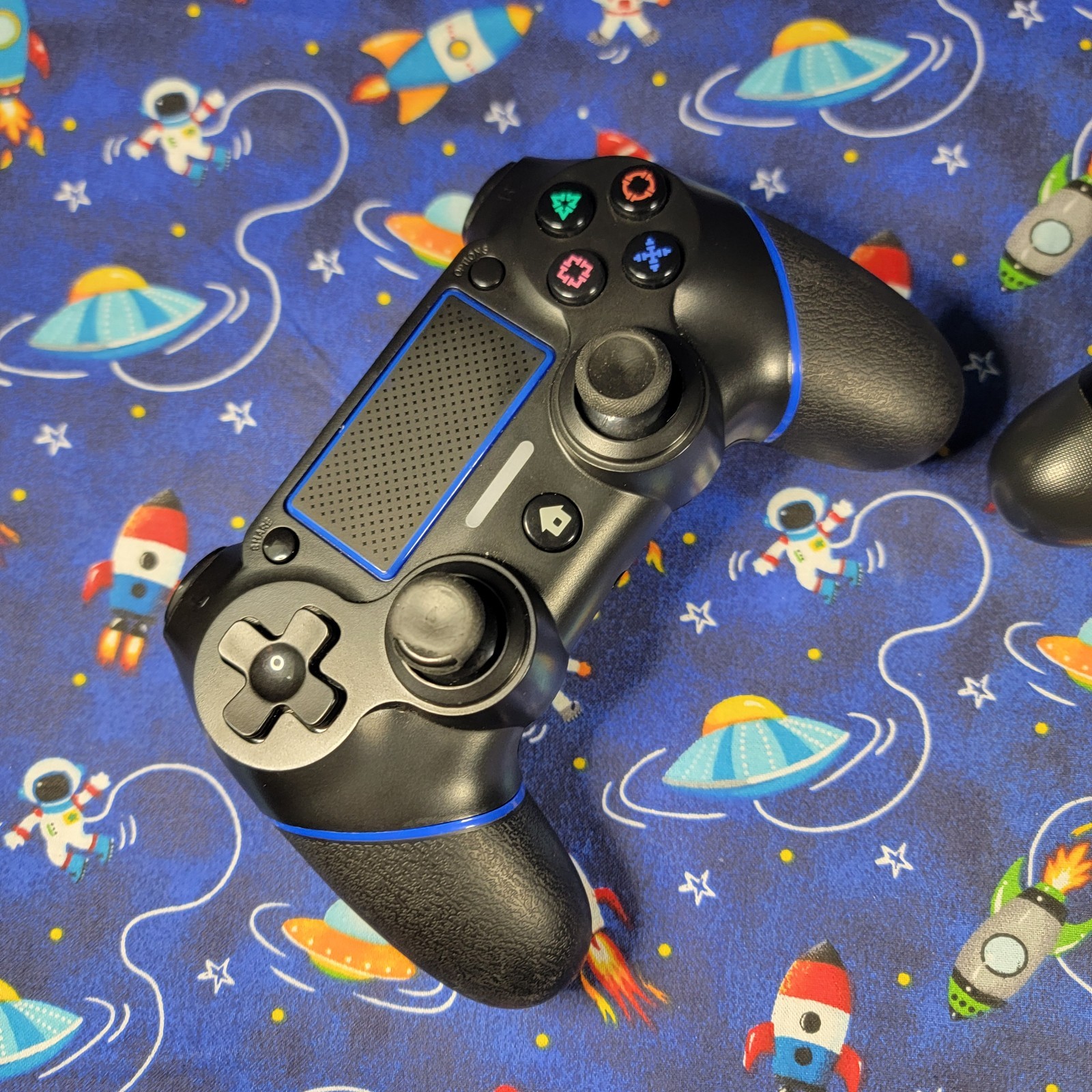Lot of 2 Working PS4 Style Wireless Controllers Black Blue Unbranded Generic