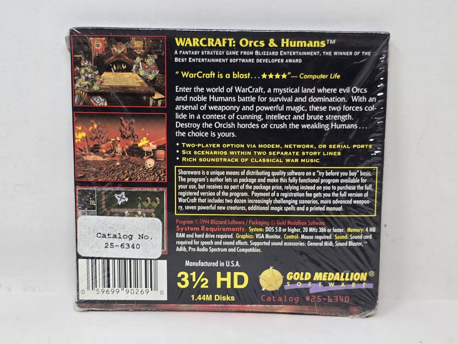 Warcraft: Orcs & Humans Shareware Gold Medallion Blizzard 3.5″ Floppy Disk – NEW