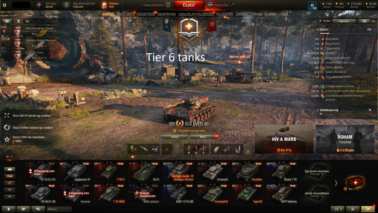 WOT account with A LOT OF CONSUMABLES, Tier 10-9-8 tanks, and premiums! – EU!