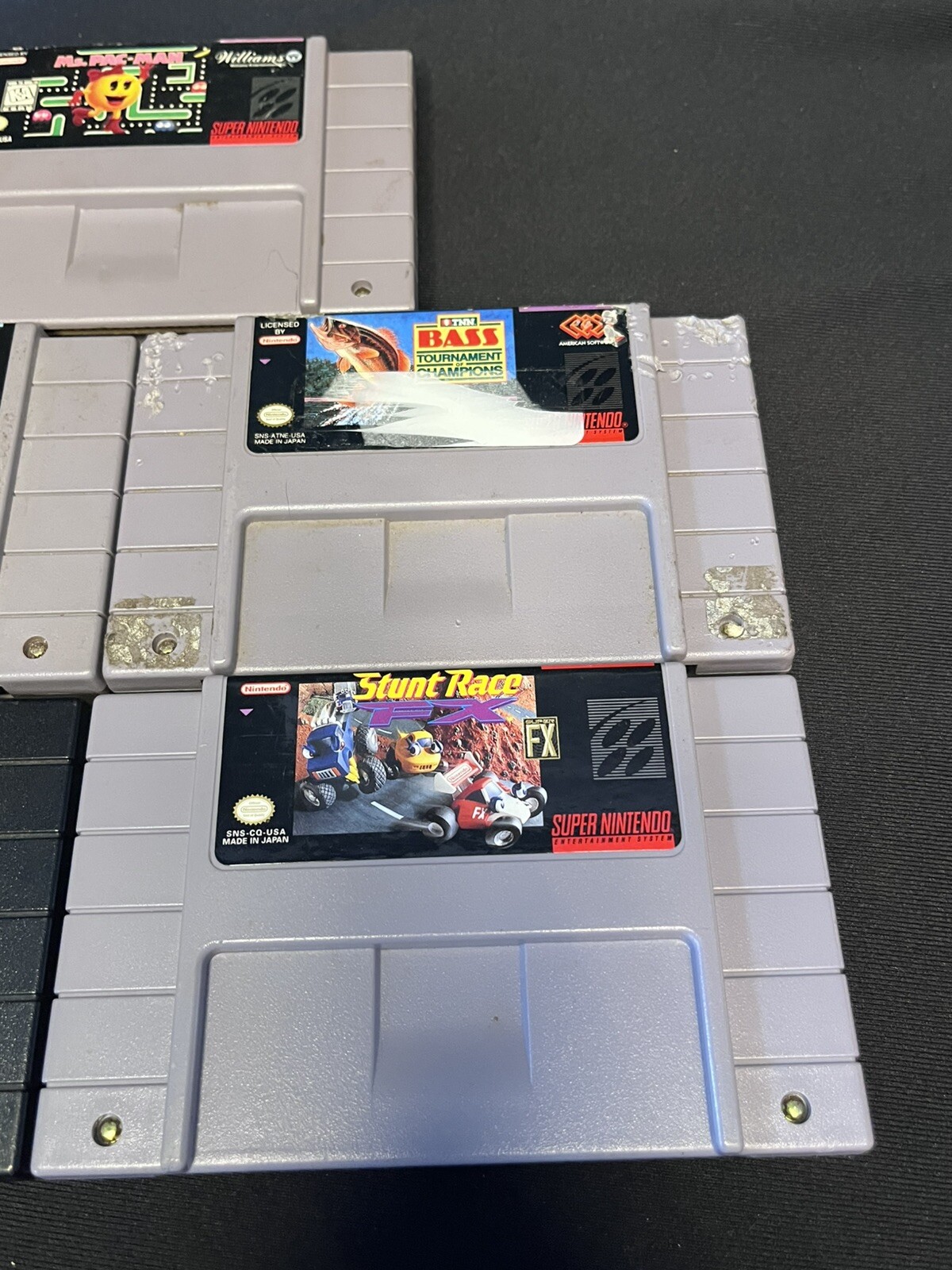 SNES Lot Killer Instinct Pac-Man Hyperzone Stunt Race FX Bass Fishing