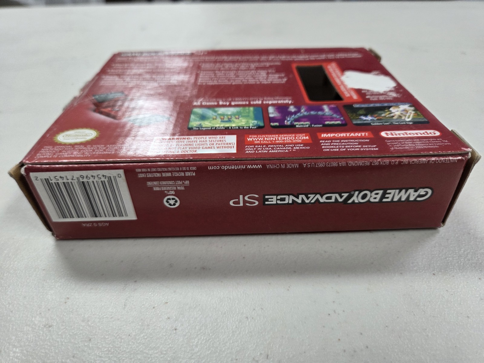 Nintendo Game Boy Advance GBA SP Flame Red Box Manual Inserts Only SEE PHOTOS