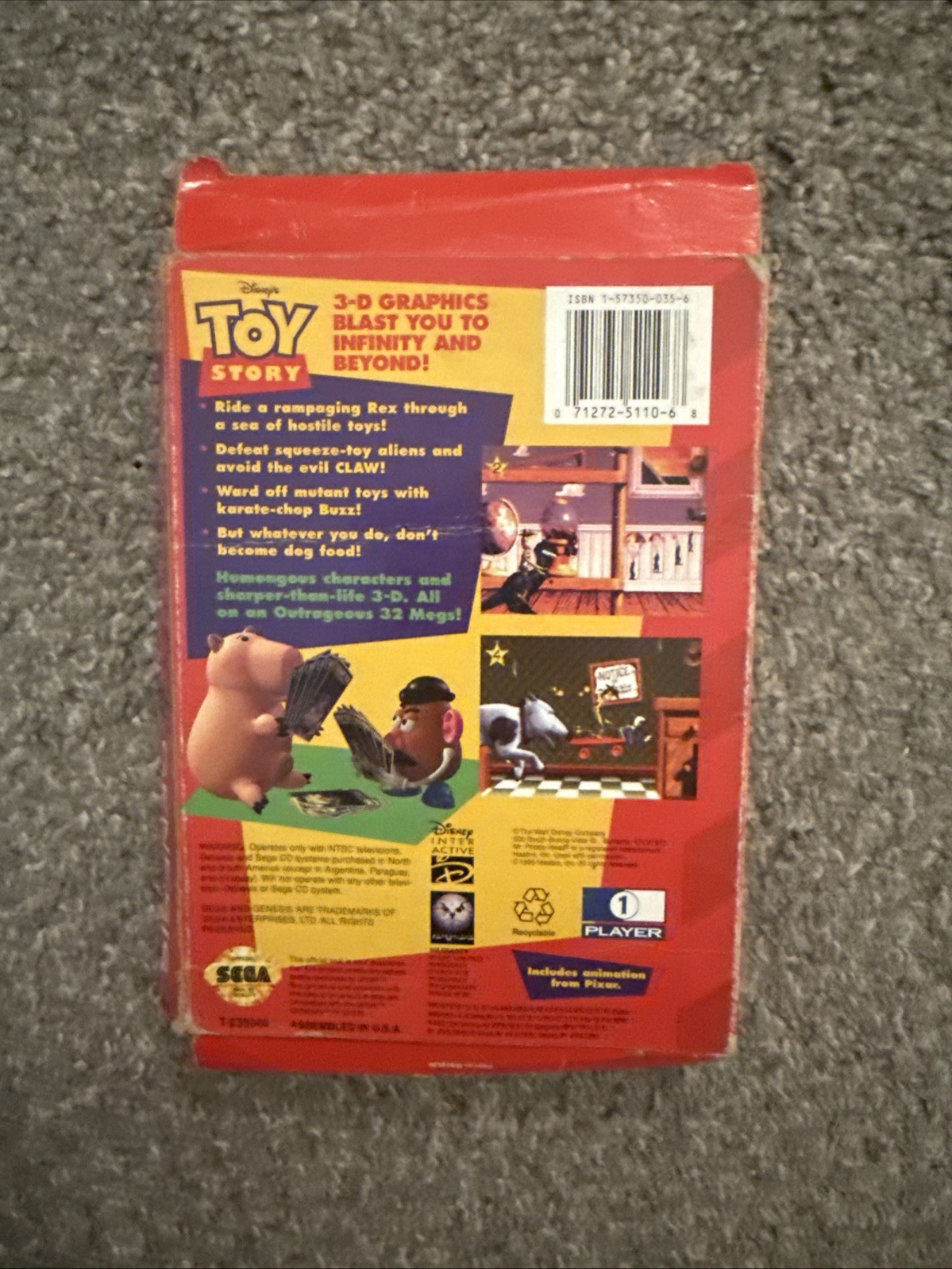Disney’s Toy Story + Jurassic Park (Sega Genesis, 1995) CIB. Tested.