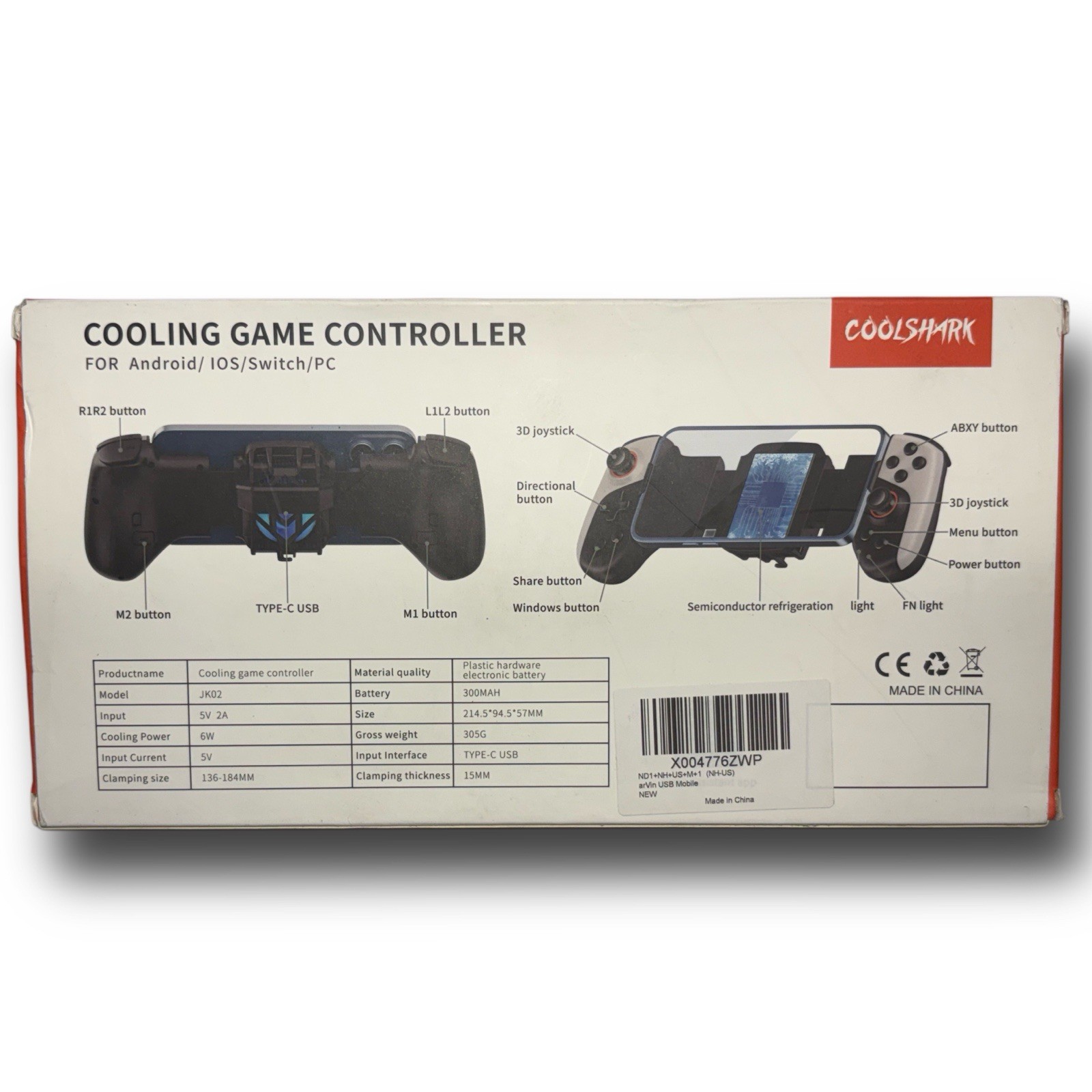 JK02 Type C Cooling Game Controller Mobile Gaming Nintendo Switch iOS Android