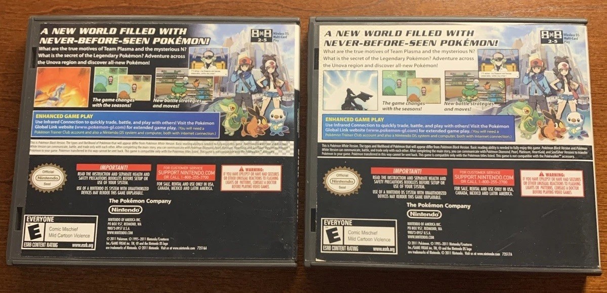 Pokemon White + Black Nintendo DS Replacement **Cases Only NO GAMES – Bundle