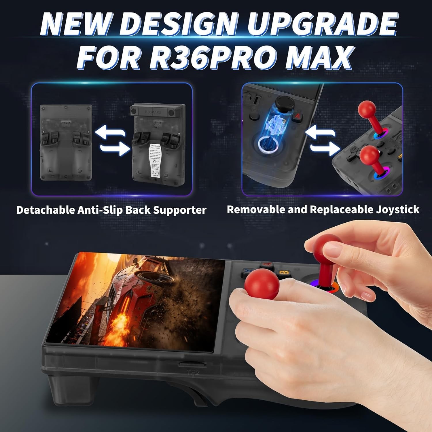 R36MAX Ⅱ Game Console – 4.5″ High-Def Screen, 18,000+ Classic Games in Black