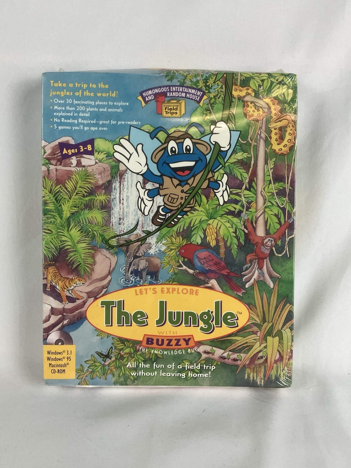 Let’s Explore the Jungle With Buzzy PC CD Rom Windows Mac Game 1995 Big Box New