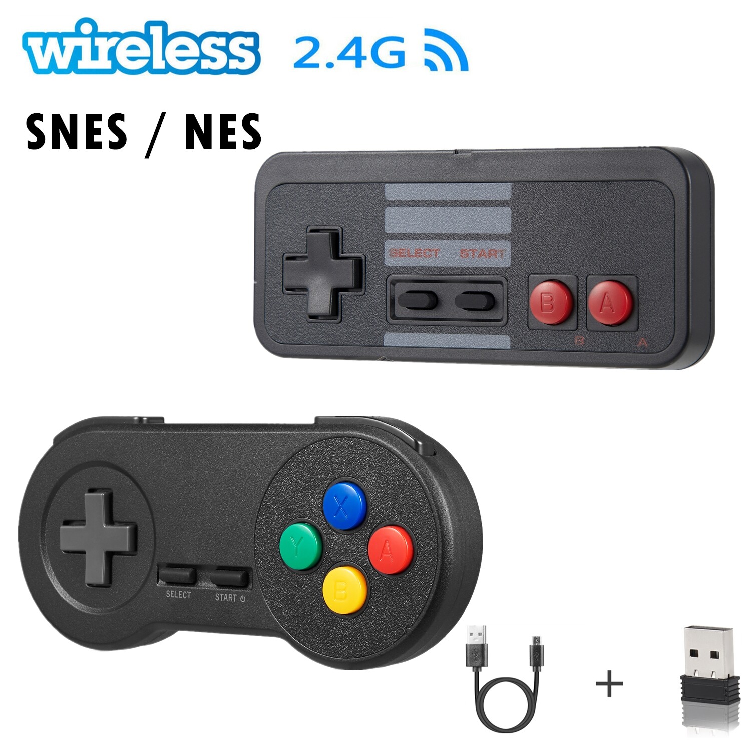 2.4G Wireless SNES / NES Controller Gamepad &USB For PC MAC Windows Raspberry Pi