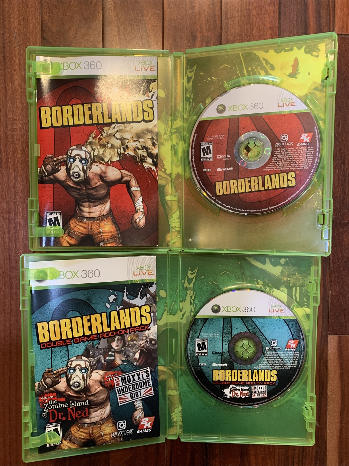 Borderlands 1, & Double Game Add-On Pack Lot (Xbox 360) Mad Moxxi Zombie Dr. Ned