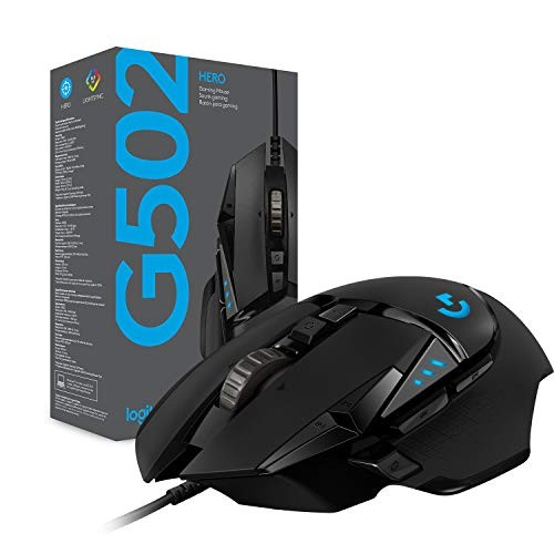 Logitech G502 Hero Wired Gaming Mouse – 25K Sensor, 25,600 DPI, Black