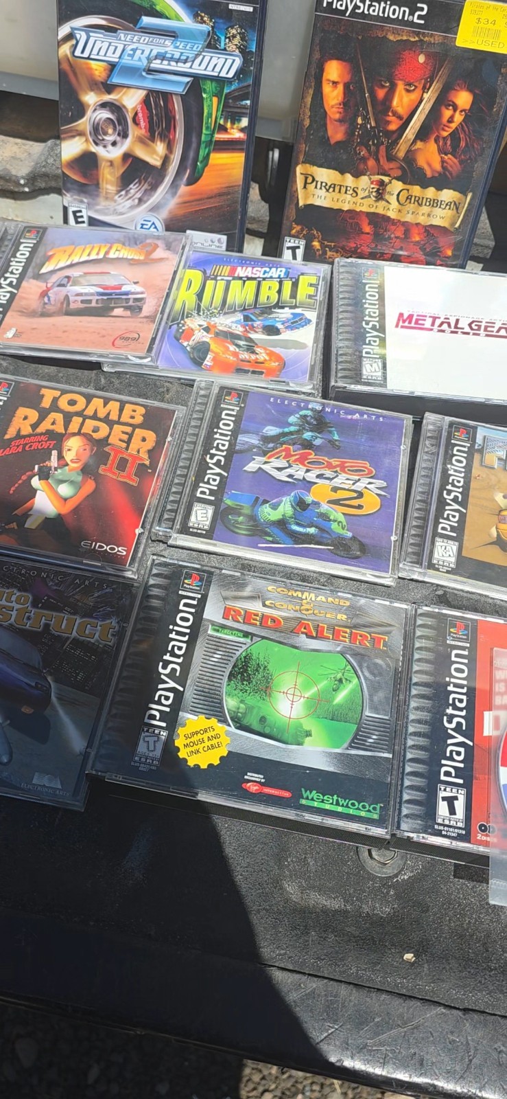 PlayStation Mixed Lot PS1/PS2 Games w/ Cases & Mega Memory Card EA Eidos