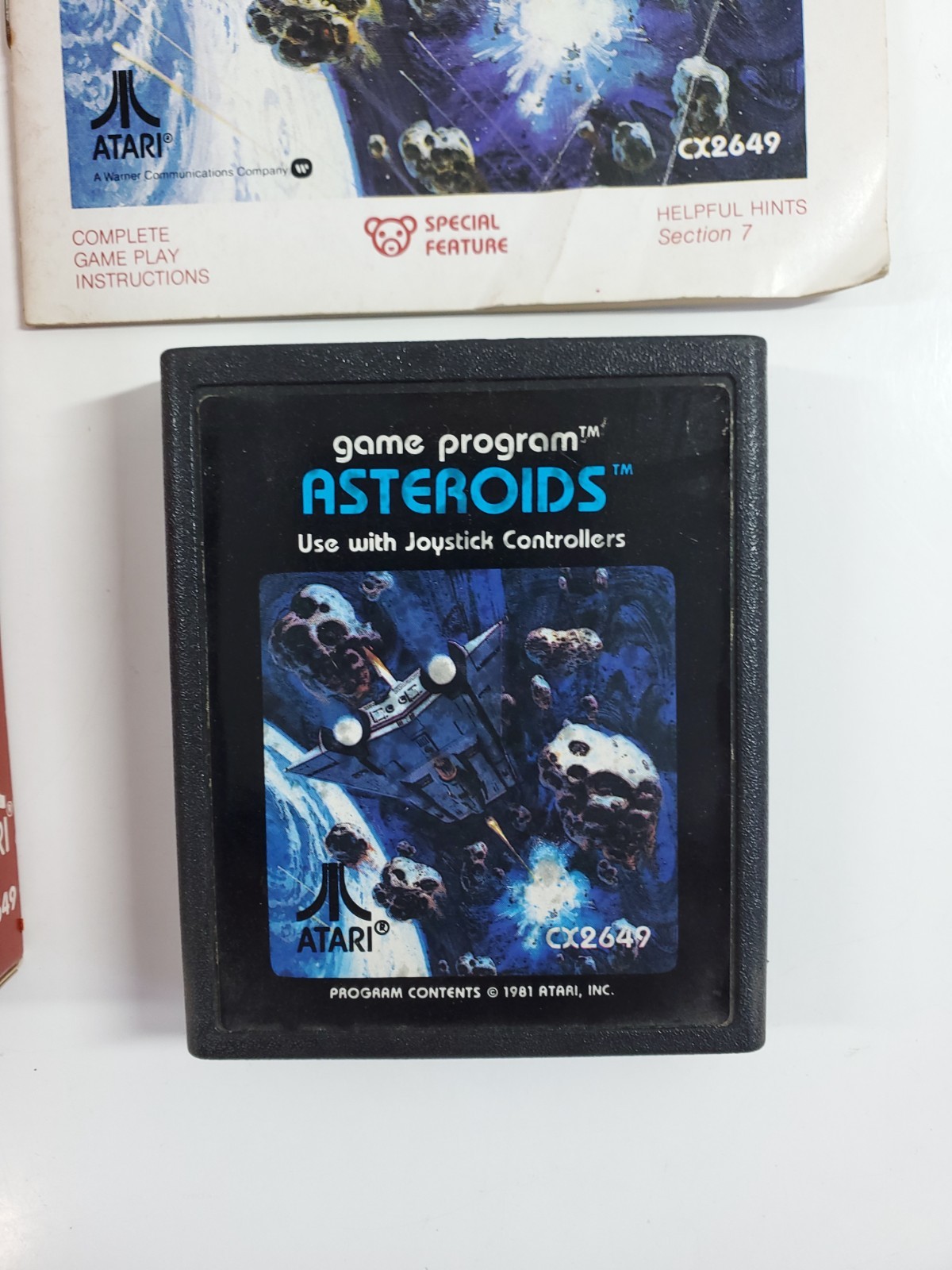 Atari 2600 Asteroids 1981 Game CX 2649 Cartridge w Manual and Box