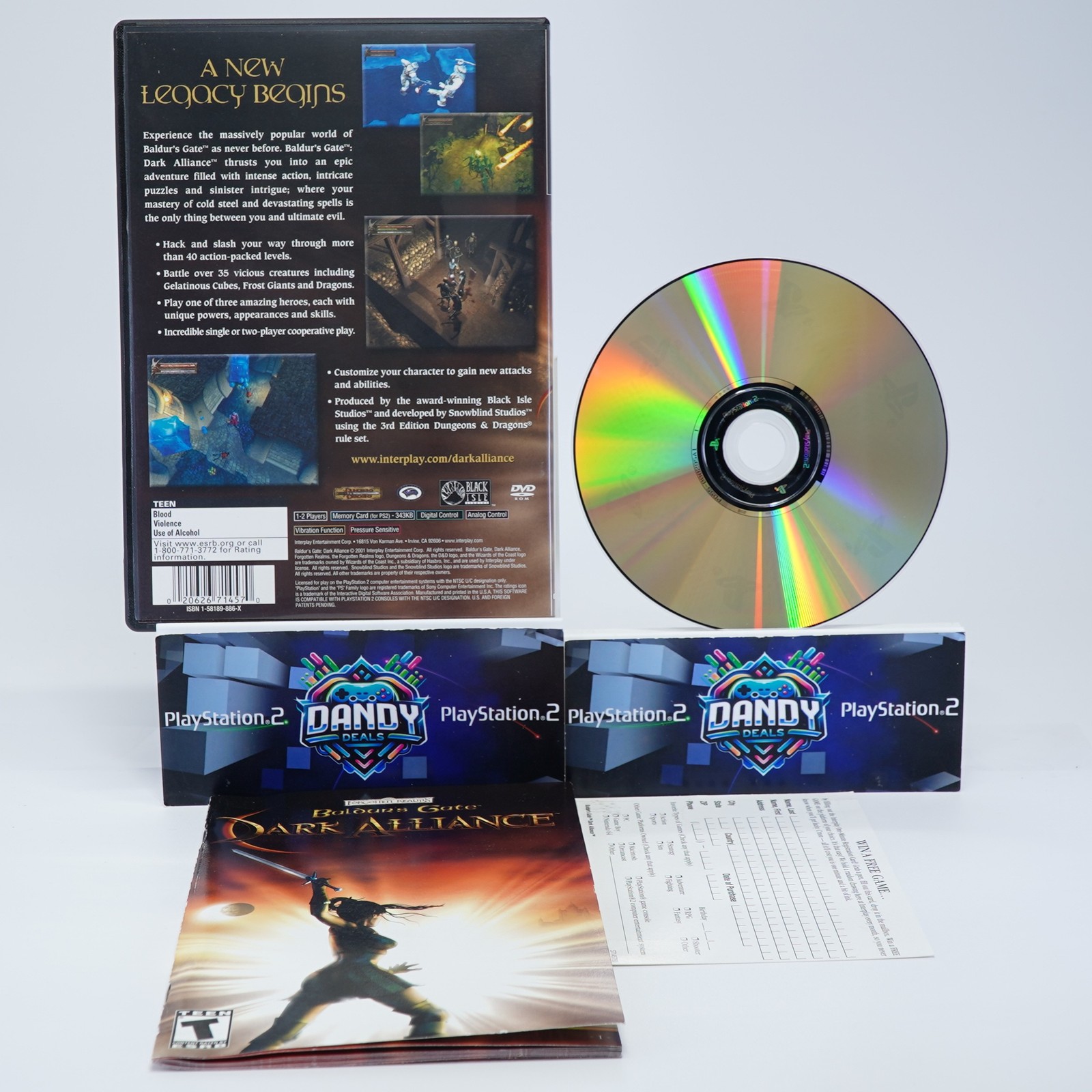 Baldur’s Gate Dark Alliance PS2 Black Label – CIB W/ Manual – PlayStation 2