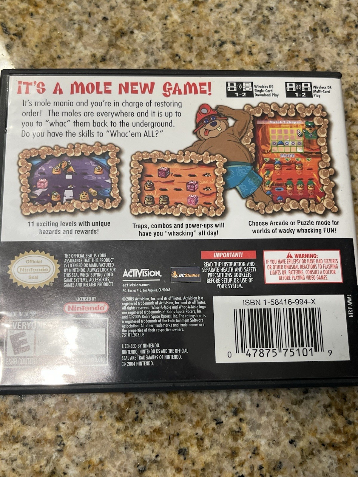 Activision Whac-A-Mole Nintendo DS E-Everyone NTSC-U/C 2005 Manual