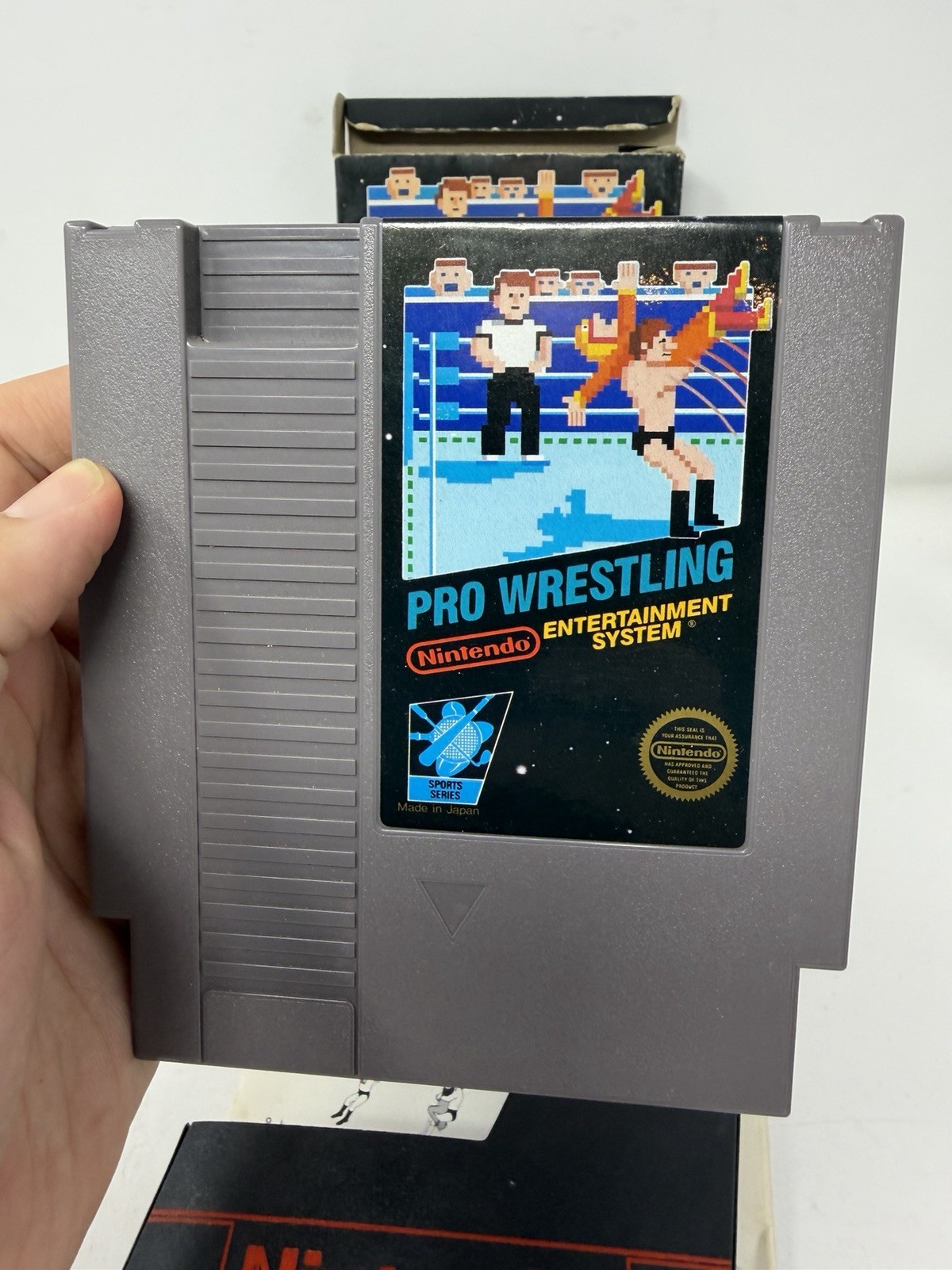 Pro Wrestling (Nintendo NES, 1987) Complete CIB 3-Screw Cart