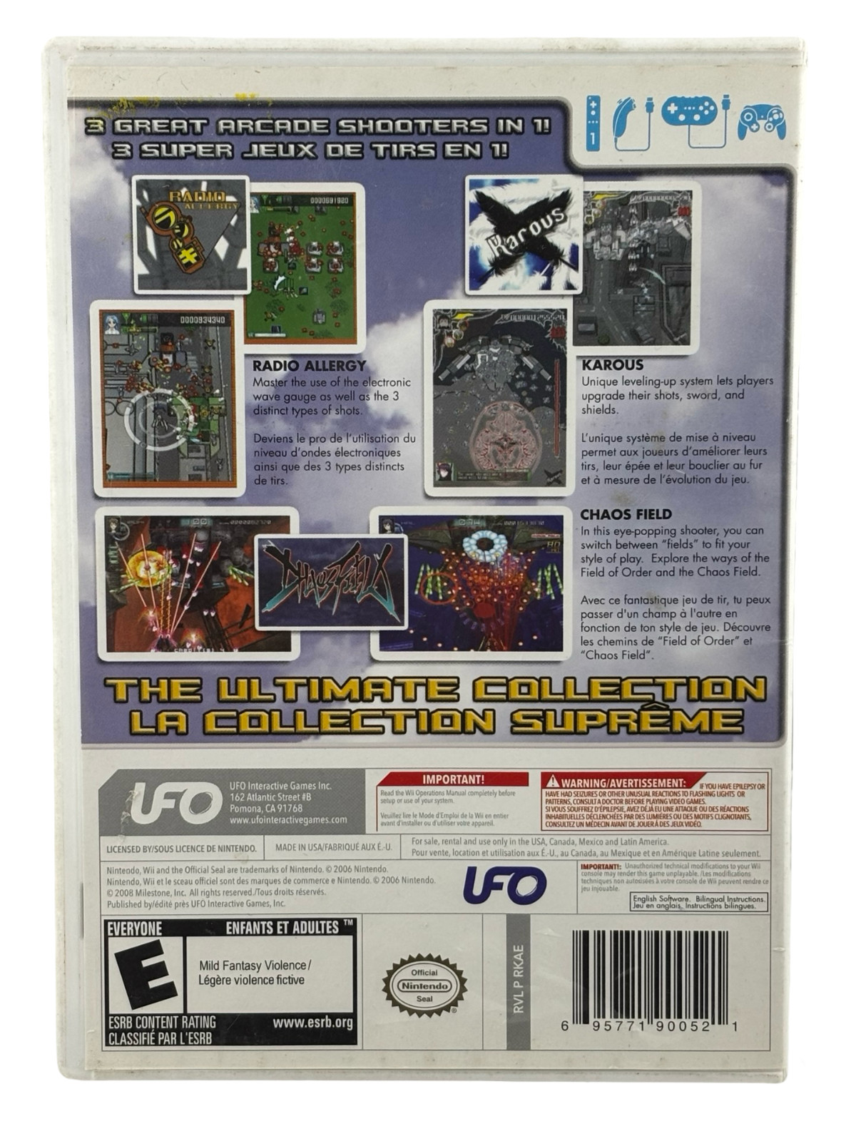 Nintendo Wii Ultimate Shooting Collection UFO Arcade Games Tested Good Condition