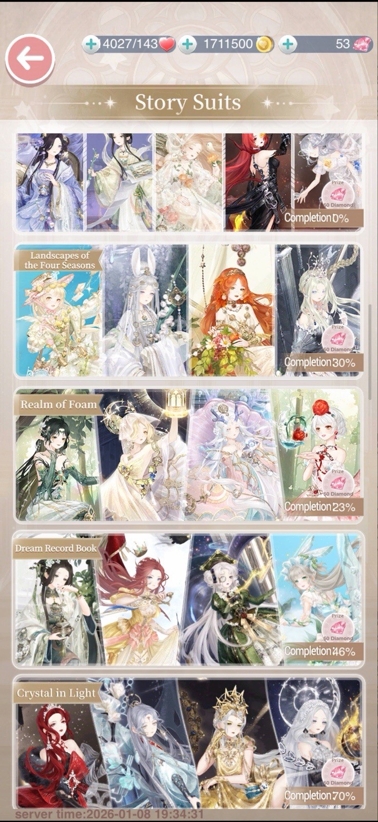2018 Love Nikki Dress Up Queen Account V9 LVL 94 UNLOCKED 34% SUITS RARE