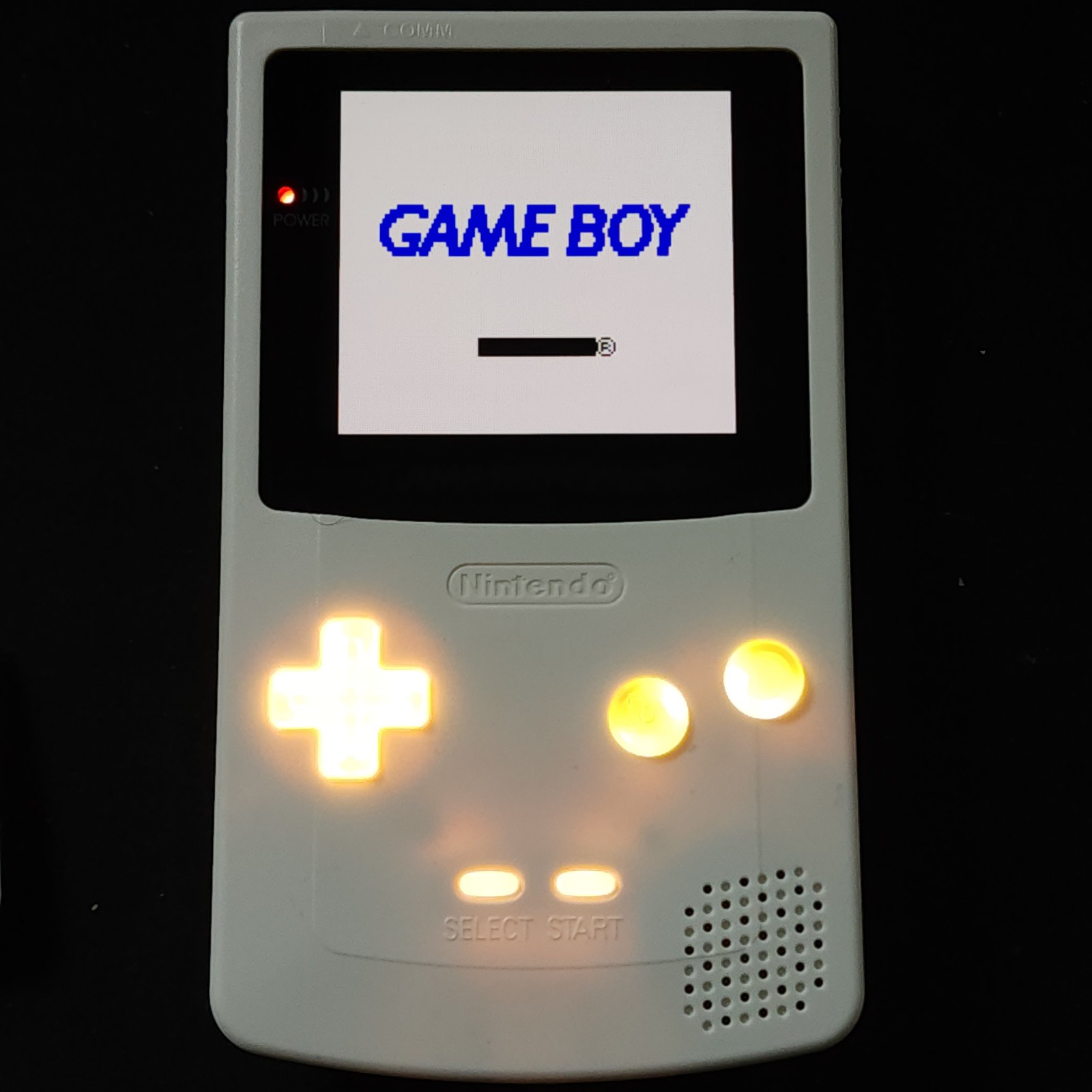 GameBoy Color GBC White Backlit OLED Screen, Color Changing Buttons/Logo