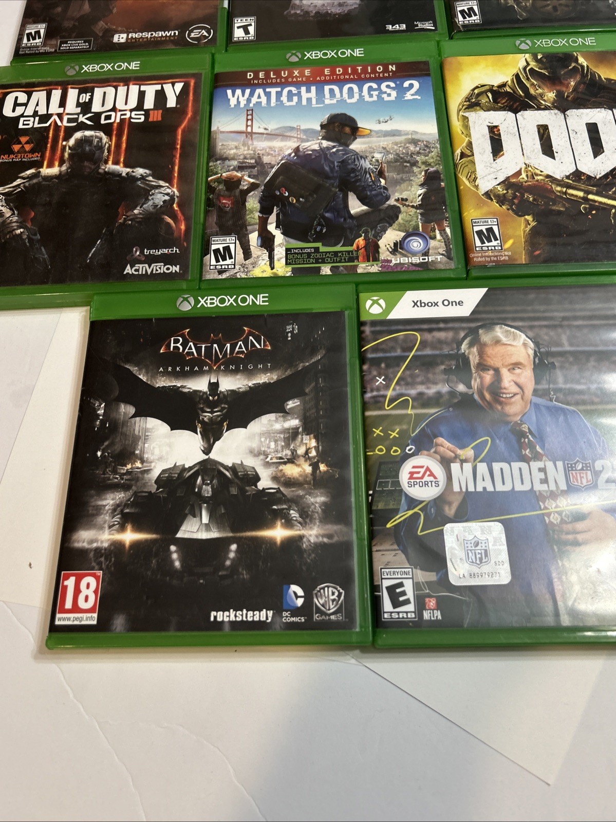 Lot of 8 Microsoft Xbox One Games Halo 5 – Doom – CoD Black Ops 3 And More !!