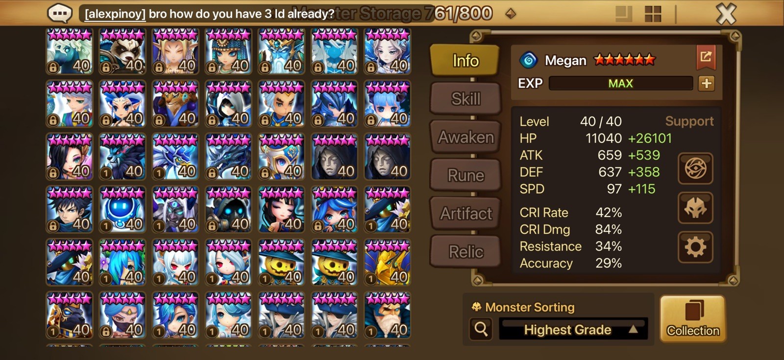 Summoners war end game 9ld5 account 230 swift , 188 vio will 182