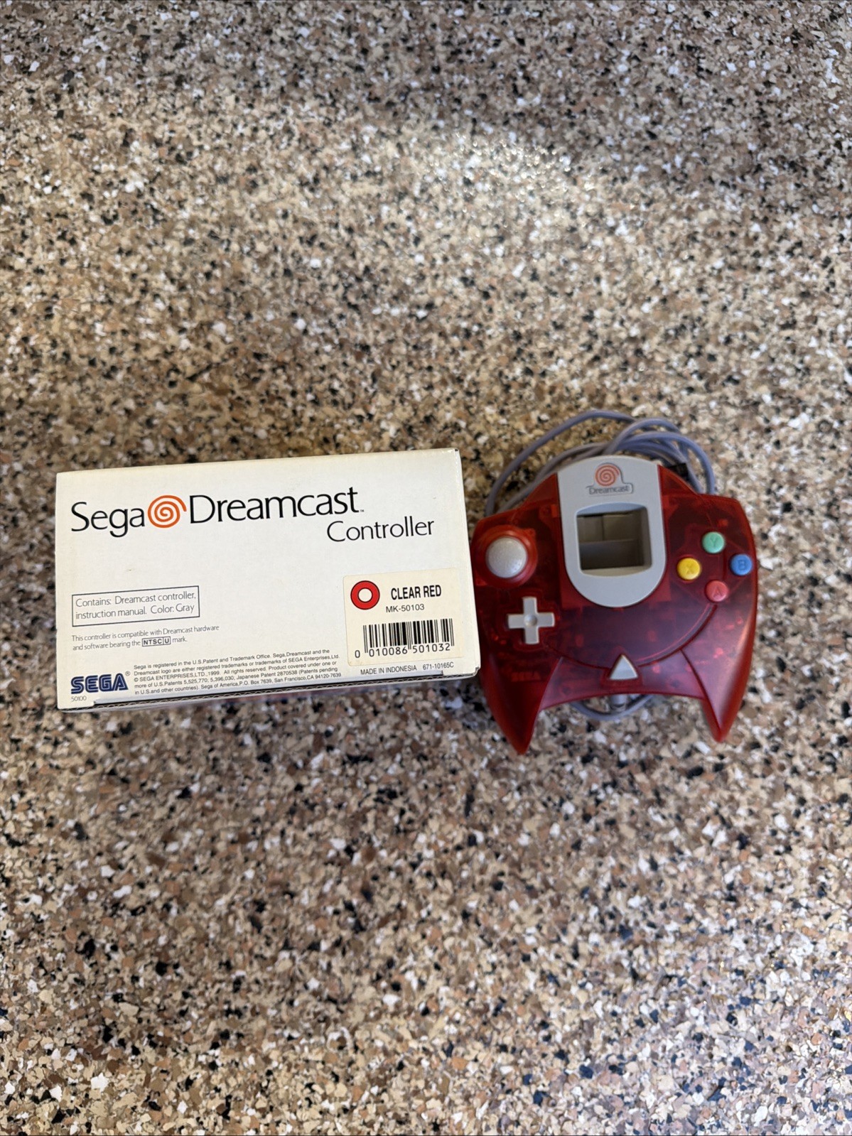 Clear Red Sega Dreamcast Remote Controller Gamepad w/ Box & VMU MK-50103 w/ LID