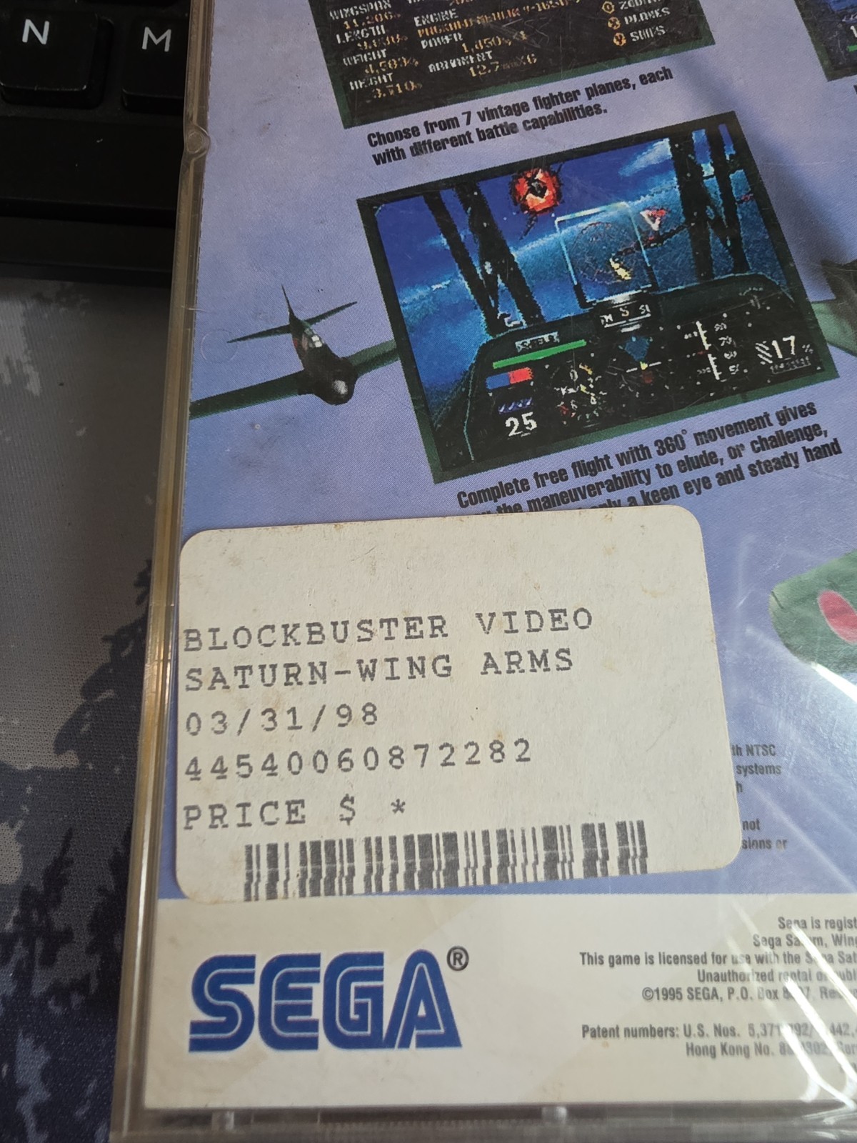 Wing Arms Sega Saturn BLOCKBUSTER EX RENTAL Bad Disc For Collection Only