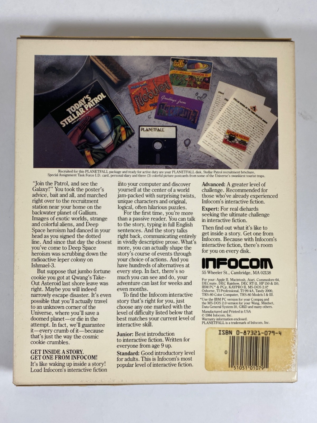 PLANETFALL INFOCOM Atari 400/800 COMPLETE w Feelies Inserts Postcards Folio!