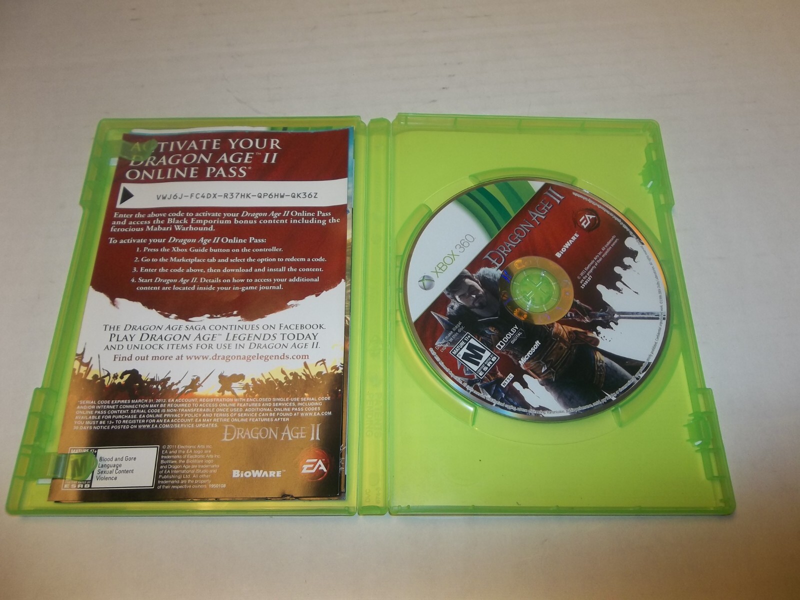 Dragon Age II (Microsoft Xbox 360, 2011) CIB