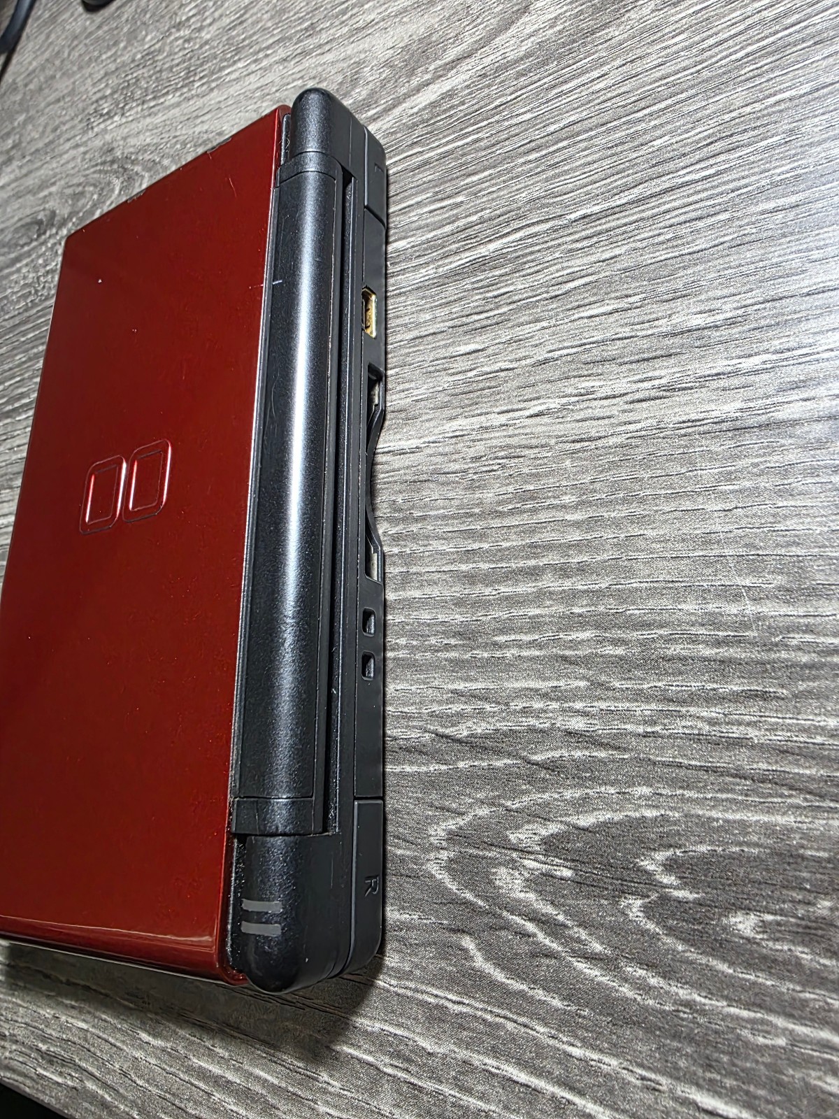Nintendo DS Lite Red System Console W/ Stylus, GBA Port Cover, Charger TESTED