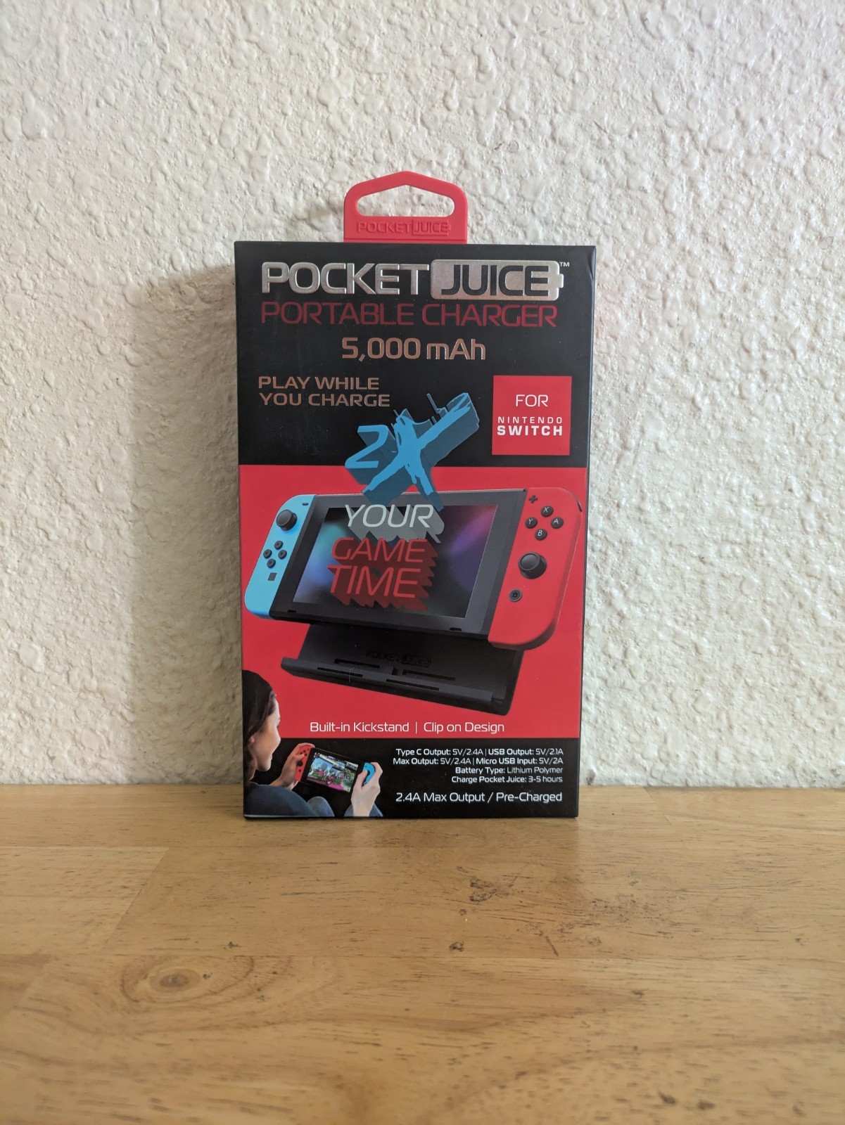 Tzumi Pocket Juice Portable Charger 5000mAh Nintendo Switch Kickstand New in Box