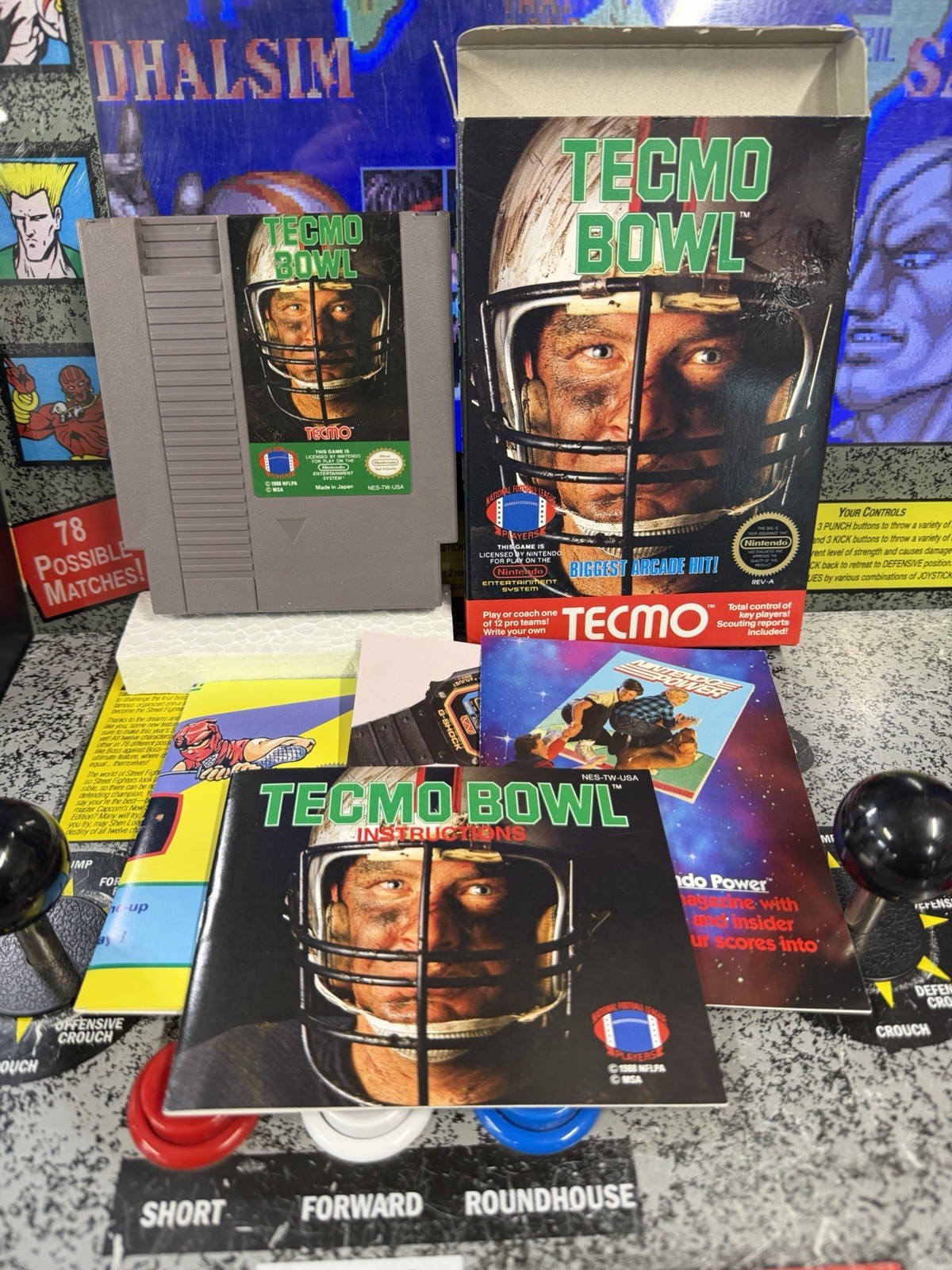 1990 NES Tecmo Bowl Oval SoQ Cart Circle SoQ Box – SUPER CLEAN Manual!