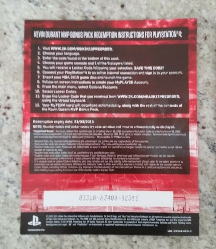 NBA2K15-PS4 GAME- KEVIN DURANT-2014 – ALMOST LIKE NEW – MADE IN THE EU (AUSTRIA)