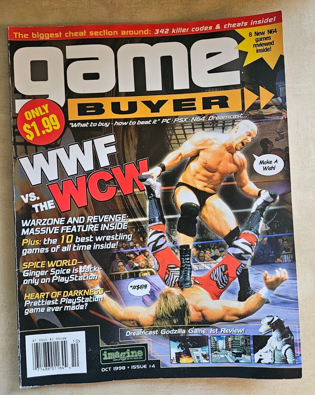 WWF vs WCW Godzilla Spice World N64 1998 Game Buyer Magazine Stone Cold