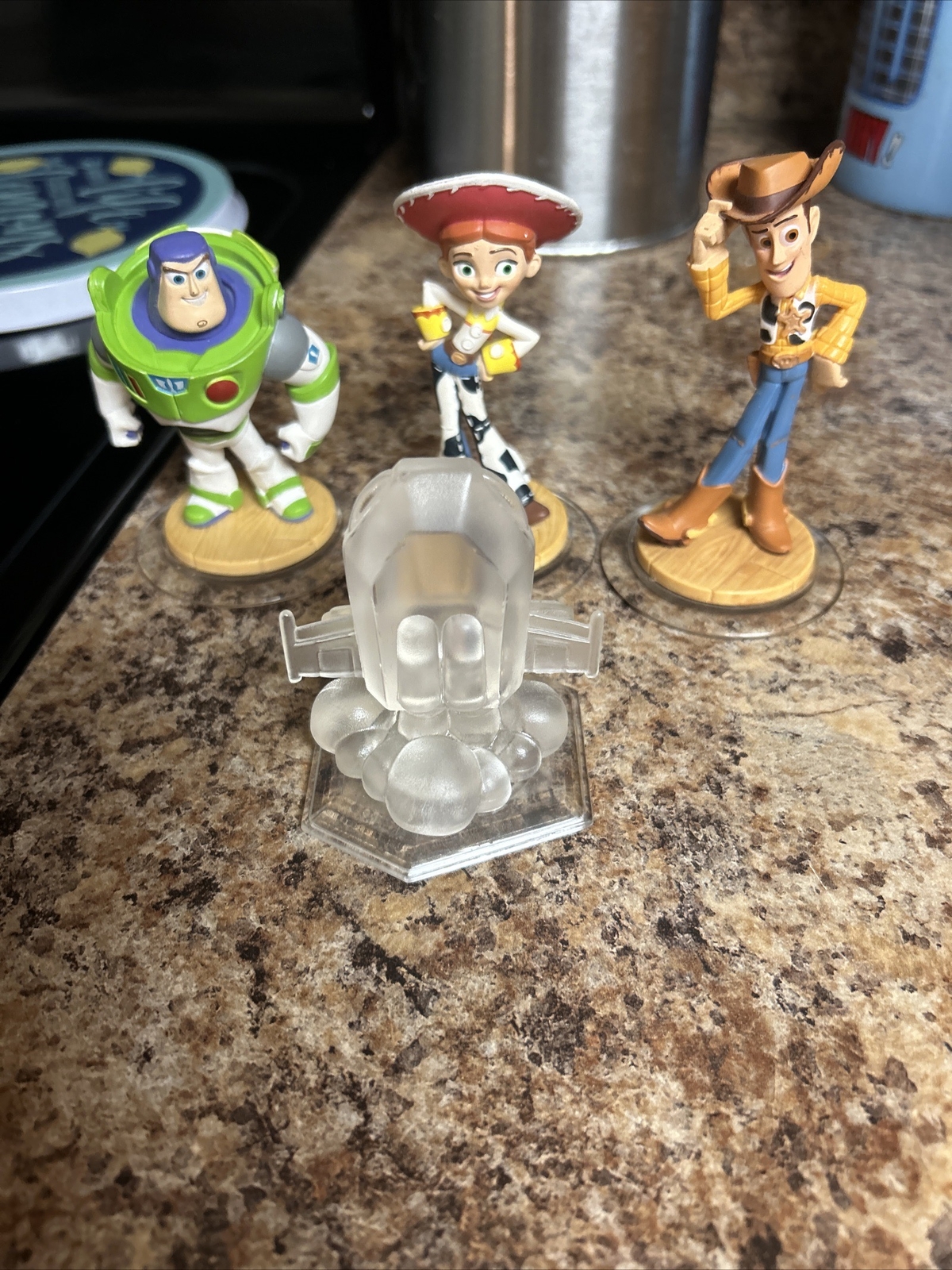 Disney Infinity 1.0 Toy Story lot 4 Woody, Buzz Lightyear, Crystal & Jessie EUC