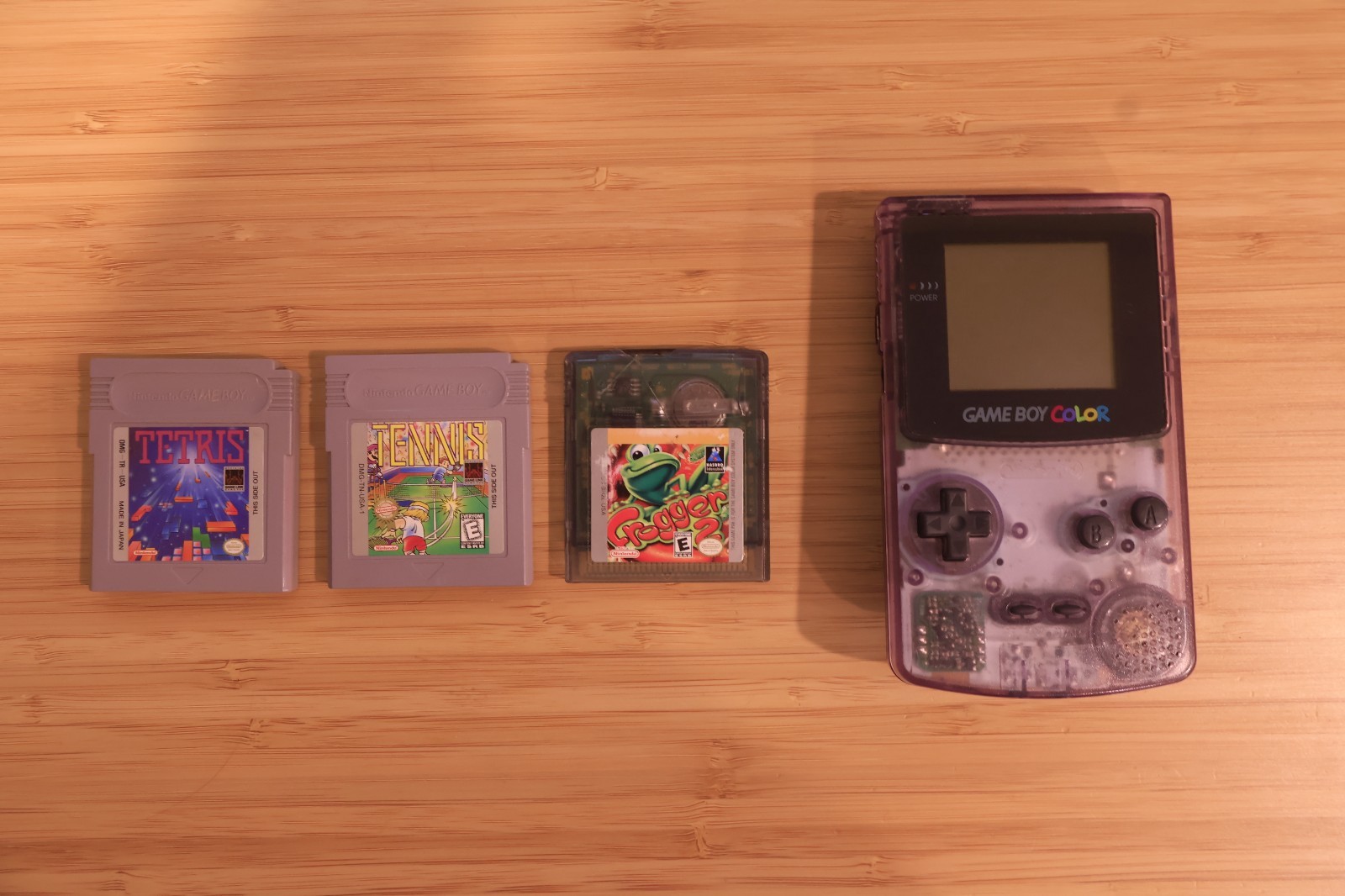 Nintendo Game Boy Color CGB-001 Atomic Purple w/ 3 Games All Tested & Working