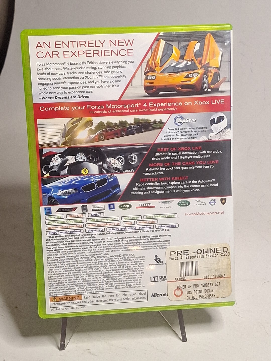 Forza Motorsport 4 Essentials Edition Xbox 360- Microsoft – Disc, Case & Insert