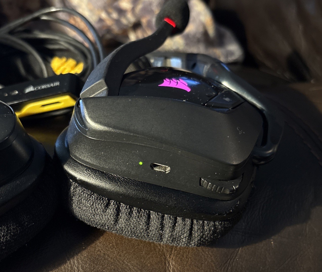 Corsair Headset Wireless Gaming And VOIP Calls Works Well. Few Scuffs.