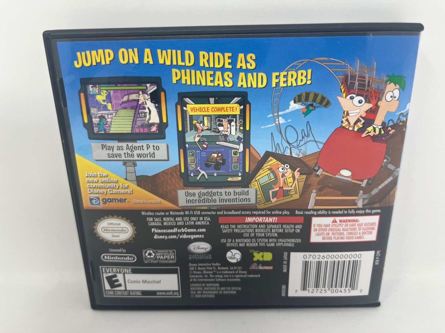 Disney Phineas and Ferb Nintendo DS Video Game Agent P Inventions Wi-Fi