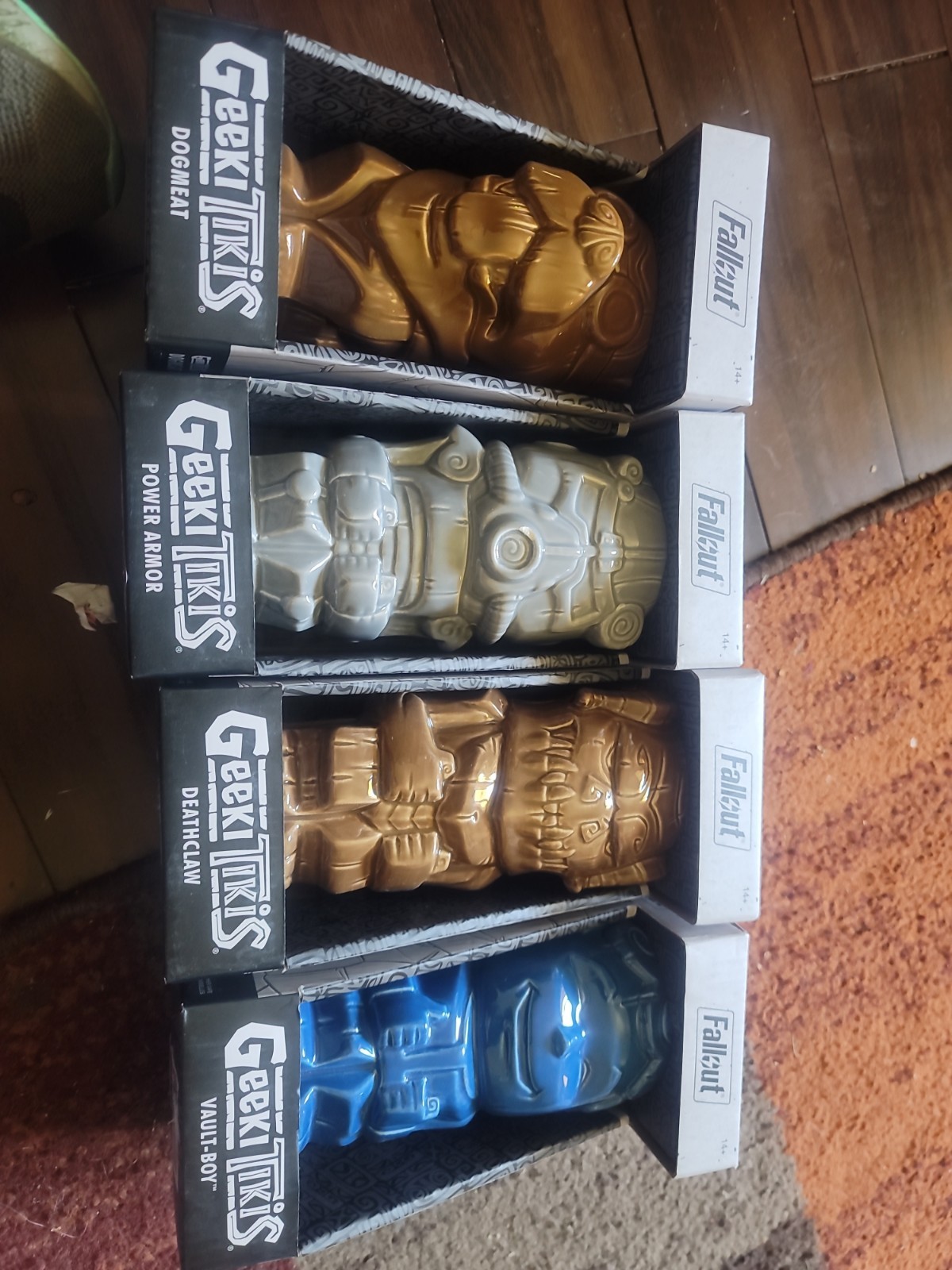 4 Geeki Tikis Fallout Power Armor & Deathclaw Dogmeat Vault Boy Mug New in Box