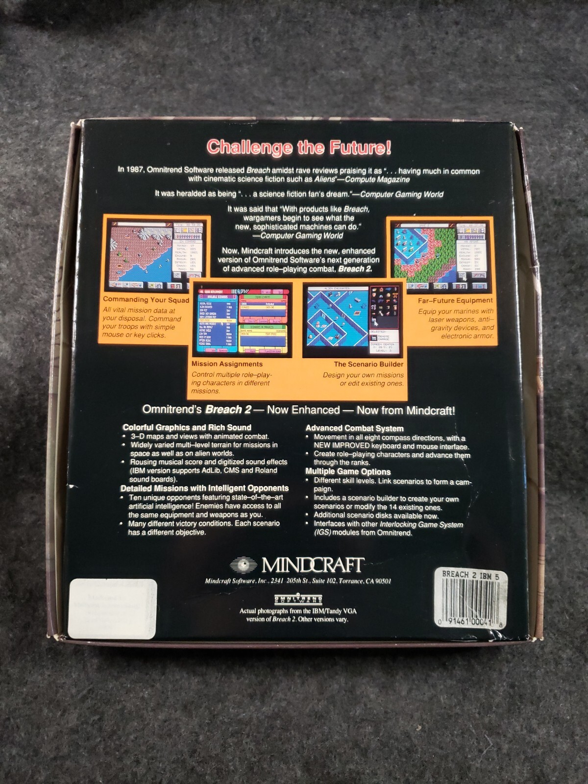 Breach 2 Mindcraft Game – (IBM, 1990) 5.25” Floppy – PC Big Box ……….(SB3)