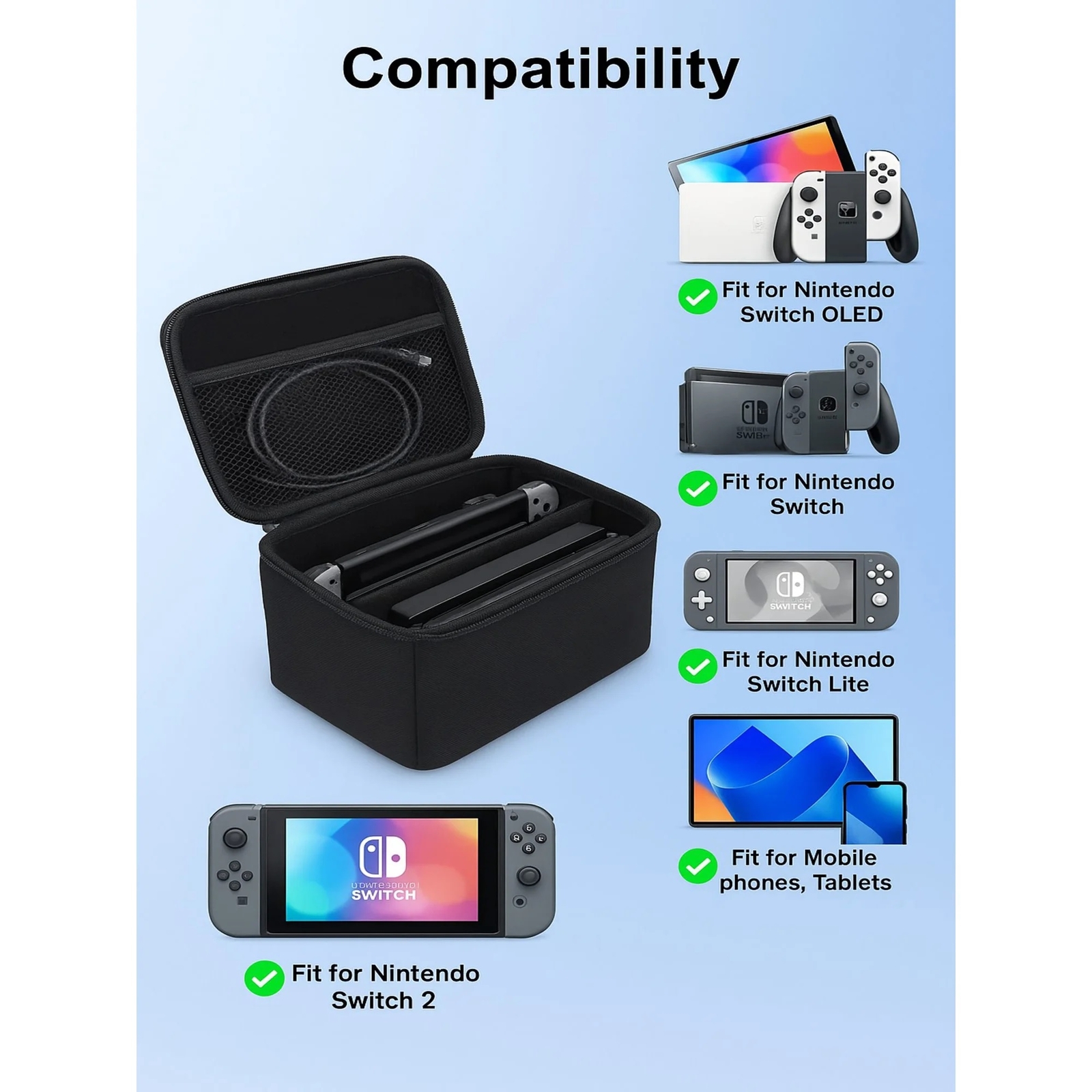 Multifunctional Travel Carrying Case Bag for Nintendo Switch Console Accessories